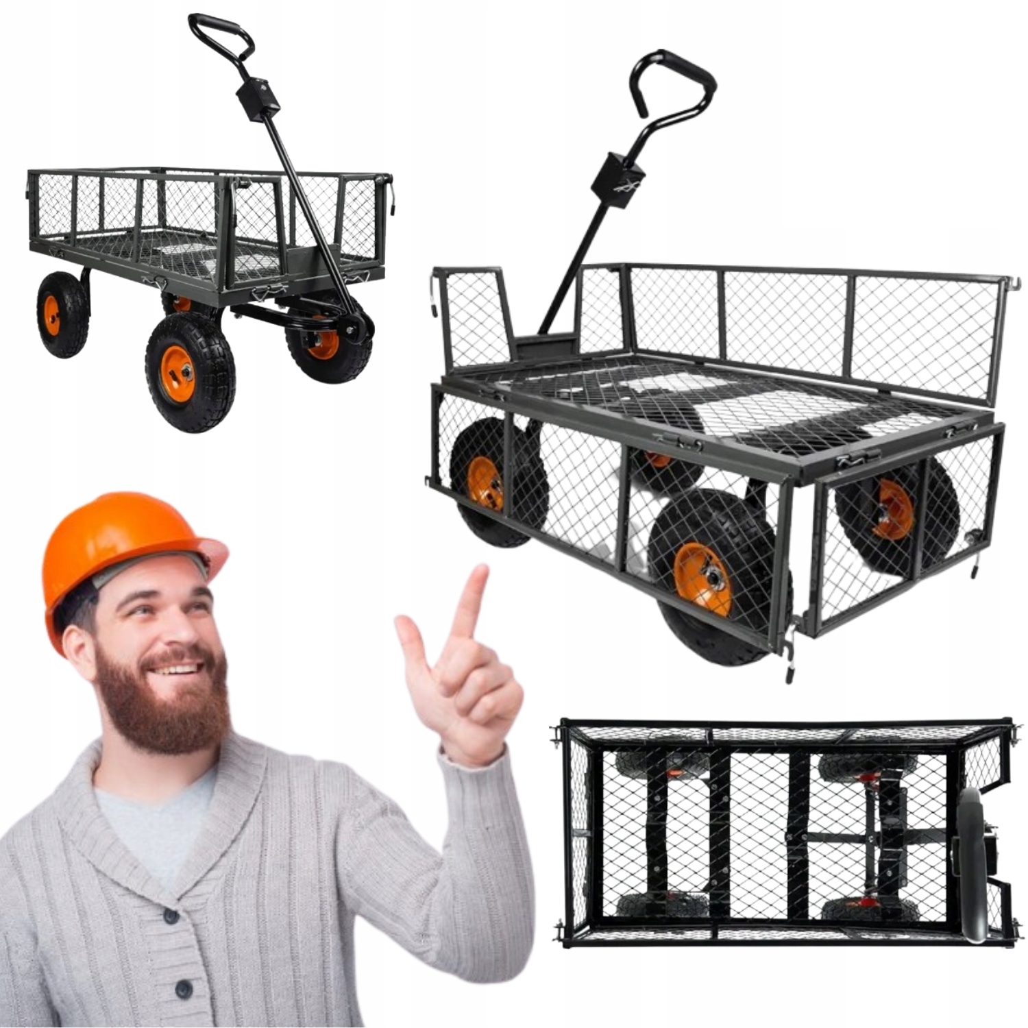 Wózek Ogrodowy Transportowy Przyczepka Taczka Koła Do 400KG 100L
