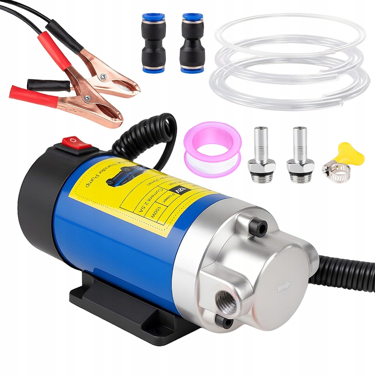 Pompa Do Spuszczania Paliwa Ropy Oleju Wymiany Pompka Elektryczna 12V 100W