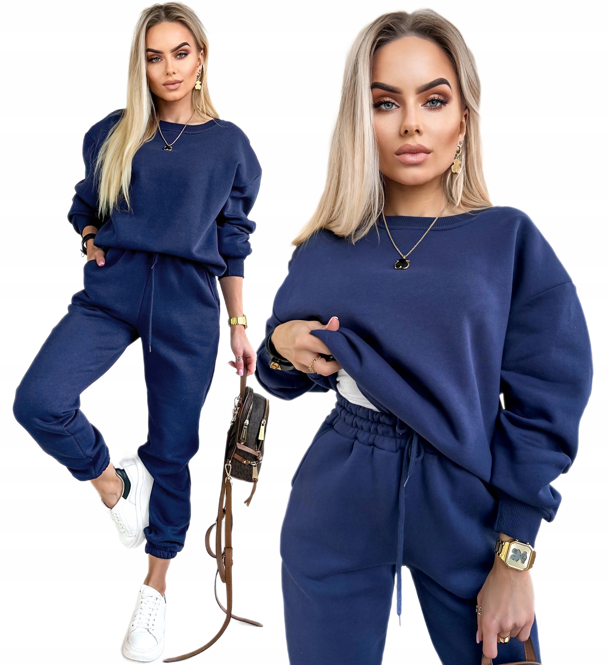 Dres damski Komplet Dresowy gruba miękka klasyczna bluza spodnie