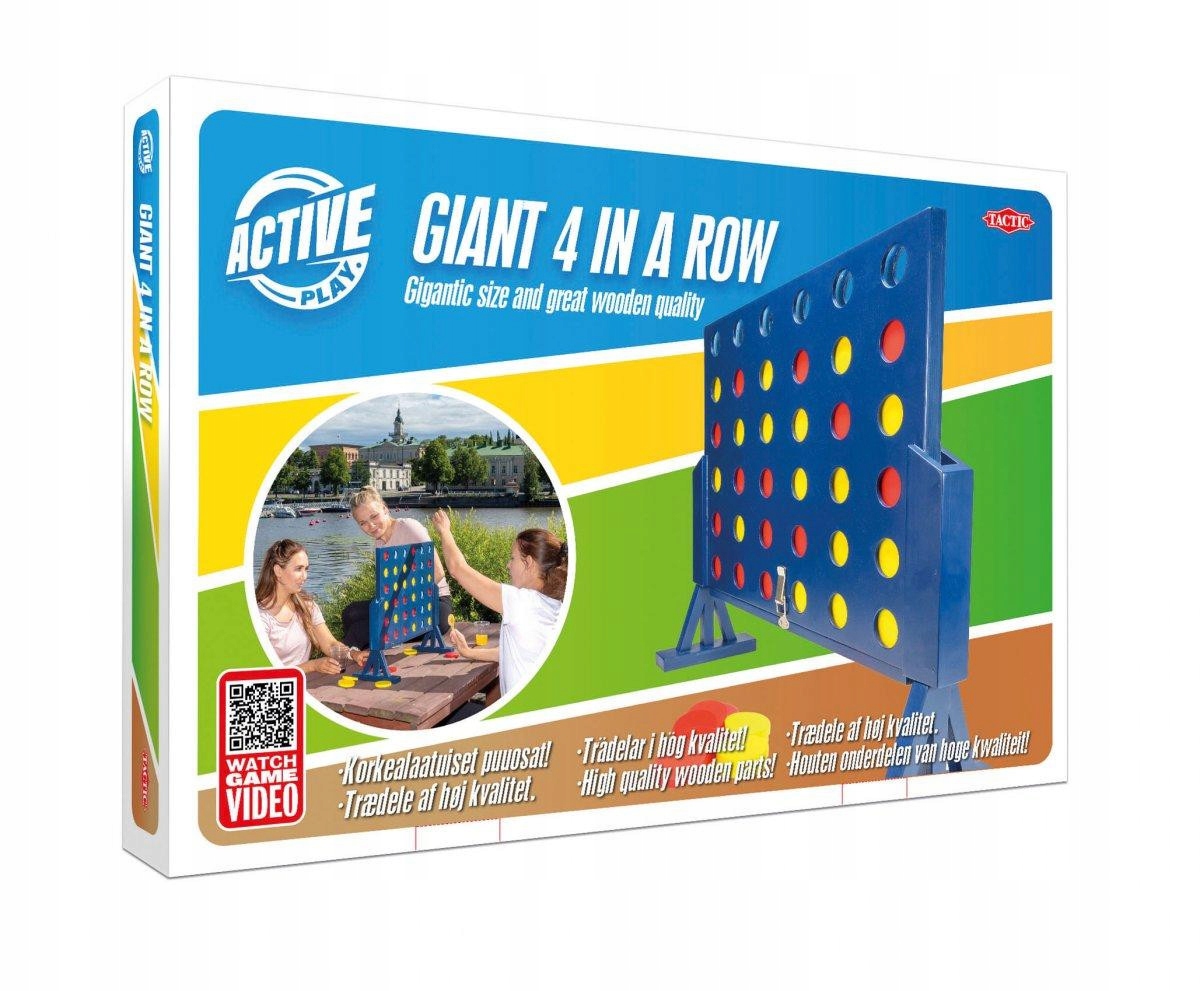 Tactic Active Play Cztery w rzędzie Deluxe drewniane gra plenerowa