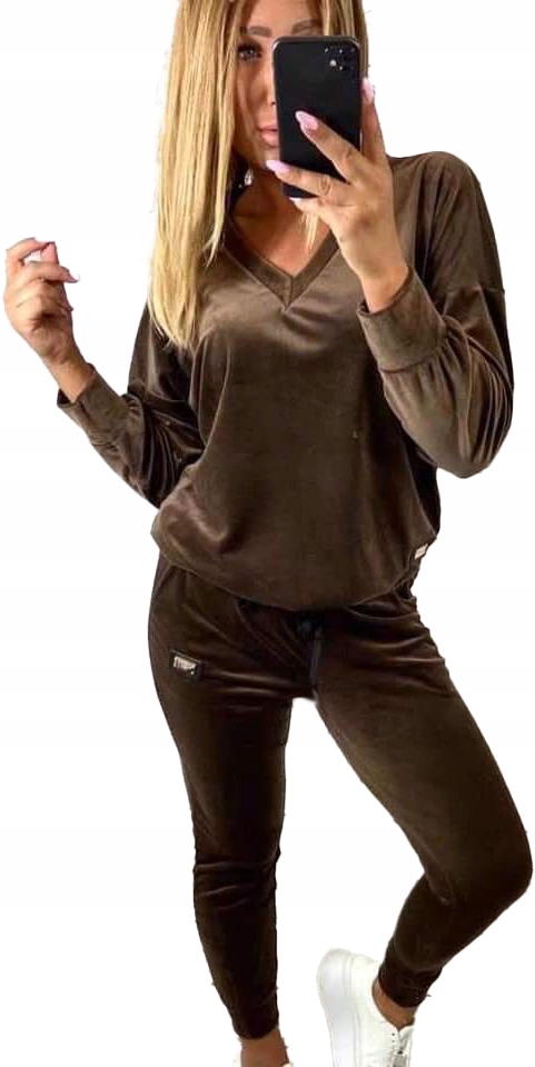 WELUROWY MIĘCIUTKI DRES dekolt V-neck r46