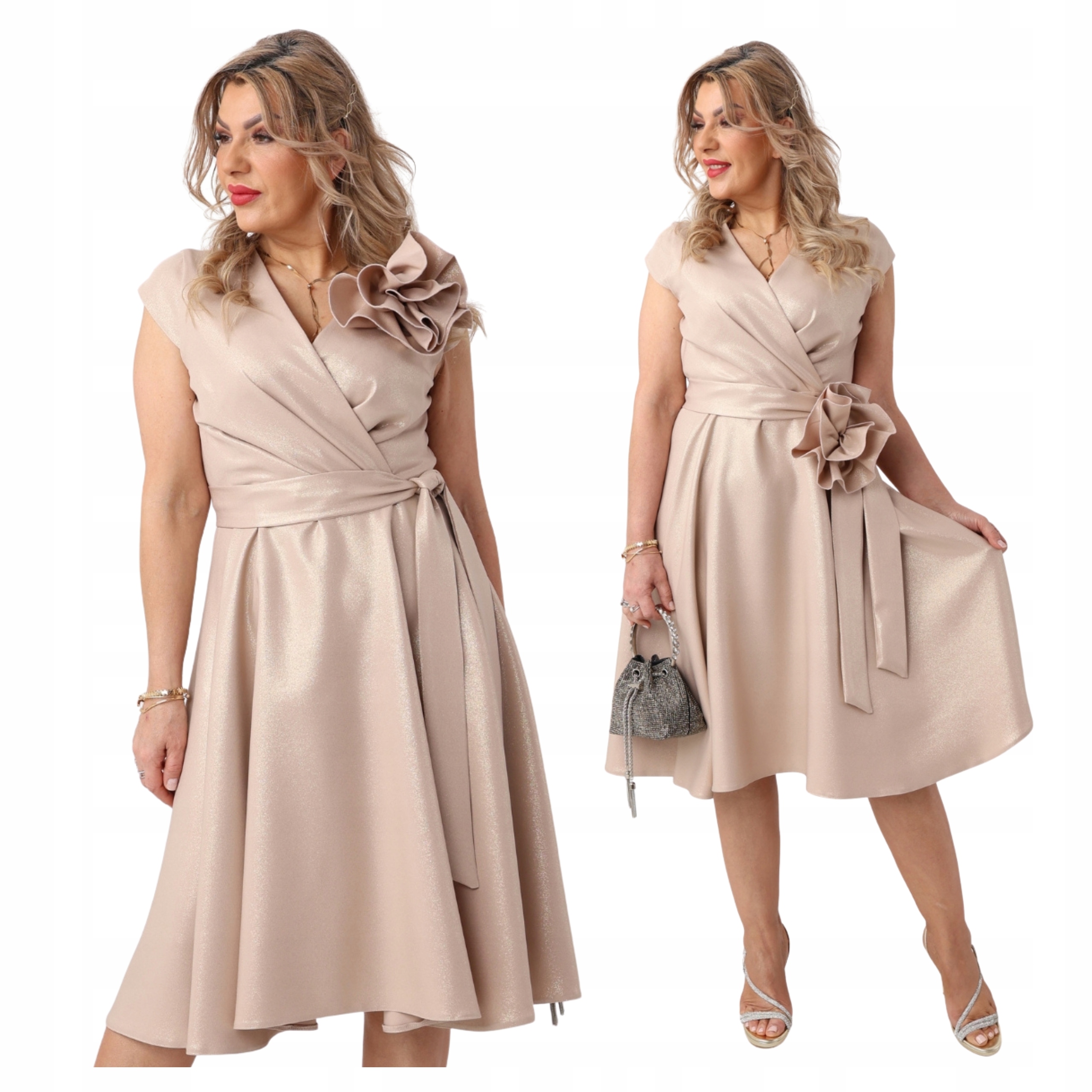 sukienka kopertowa rozkloszowana Polski Producent duże rozmiary