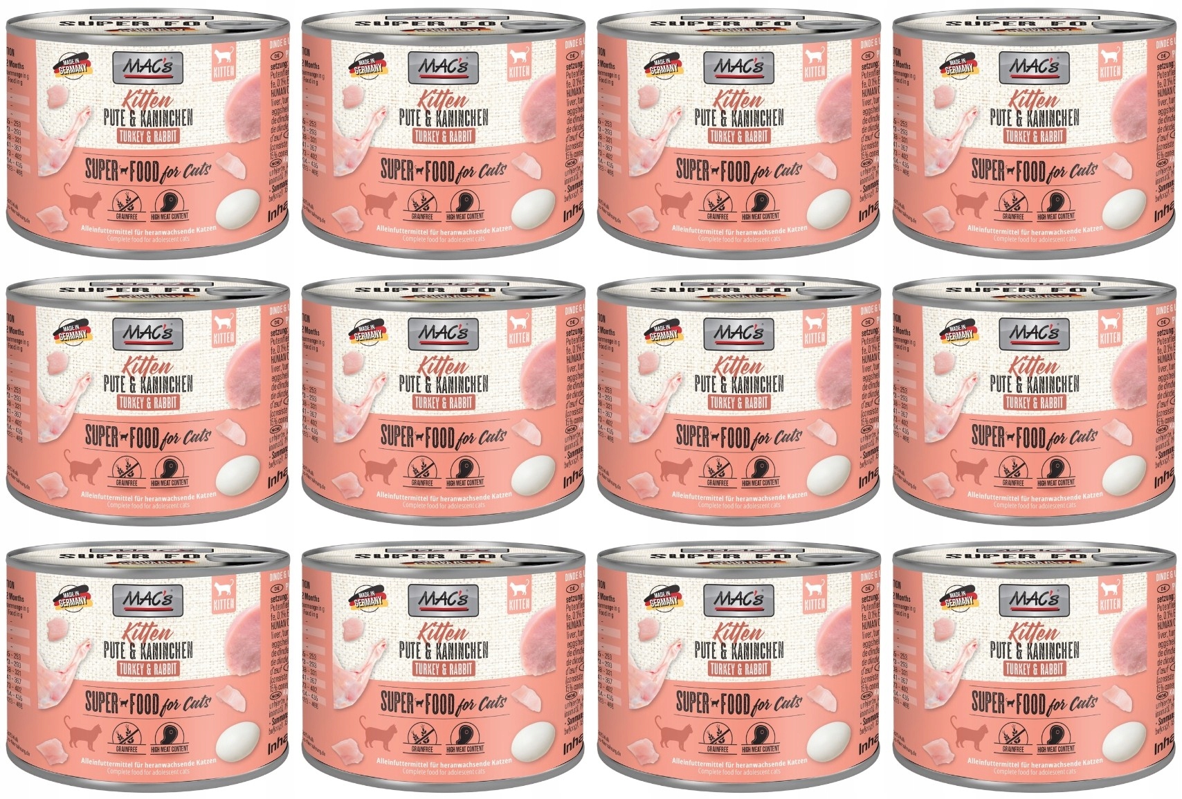Mac's Cat Kitten Krůta králík 12 x 200 g