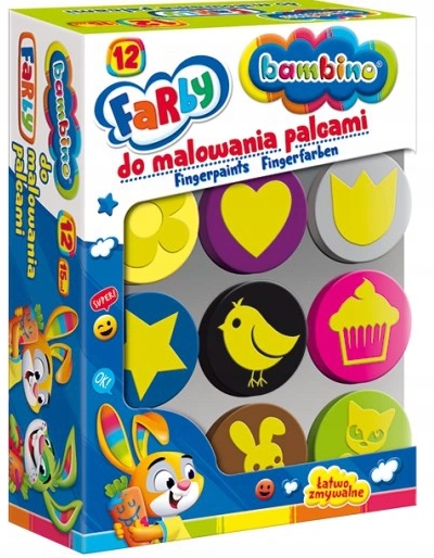 FARBY +STEMPLE do malowania palcami 12 kol BAMBINO Kod producenta TO-FMP-3165-12X-MINI-ST