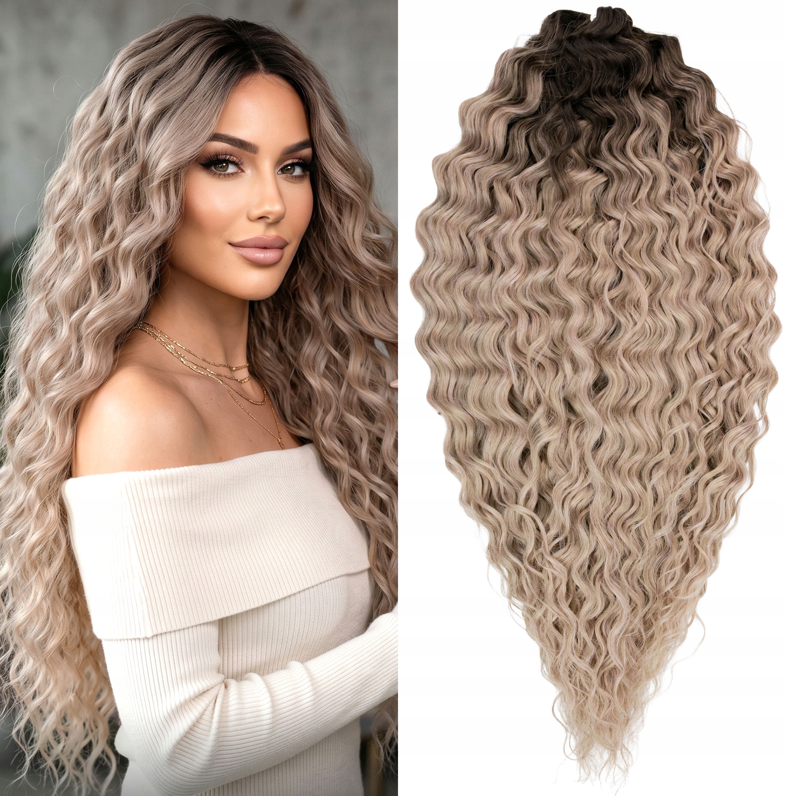 Syntetické umělé vlasy Afroloki Ariel Premium 55 cm 300 g blond odrost