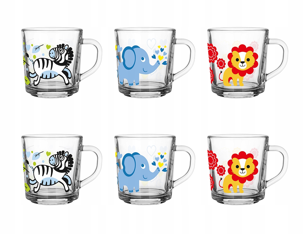 

6x Kubki Dla Dzieci 250 ml, Zwierzątka Glasmark