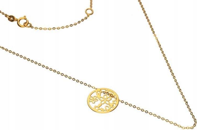 Zlatý náhrdelník 585 perforované kolečko 1g dámské celebrity módní 14k dárek