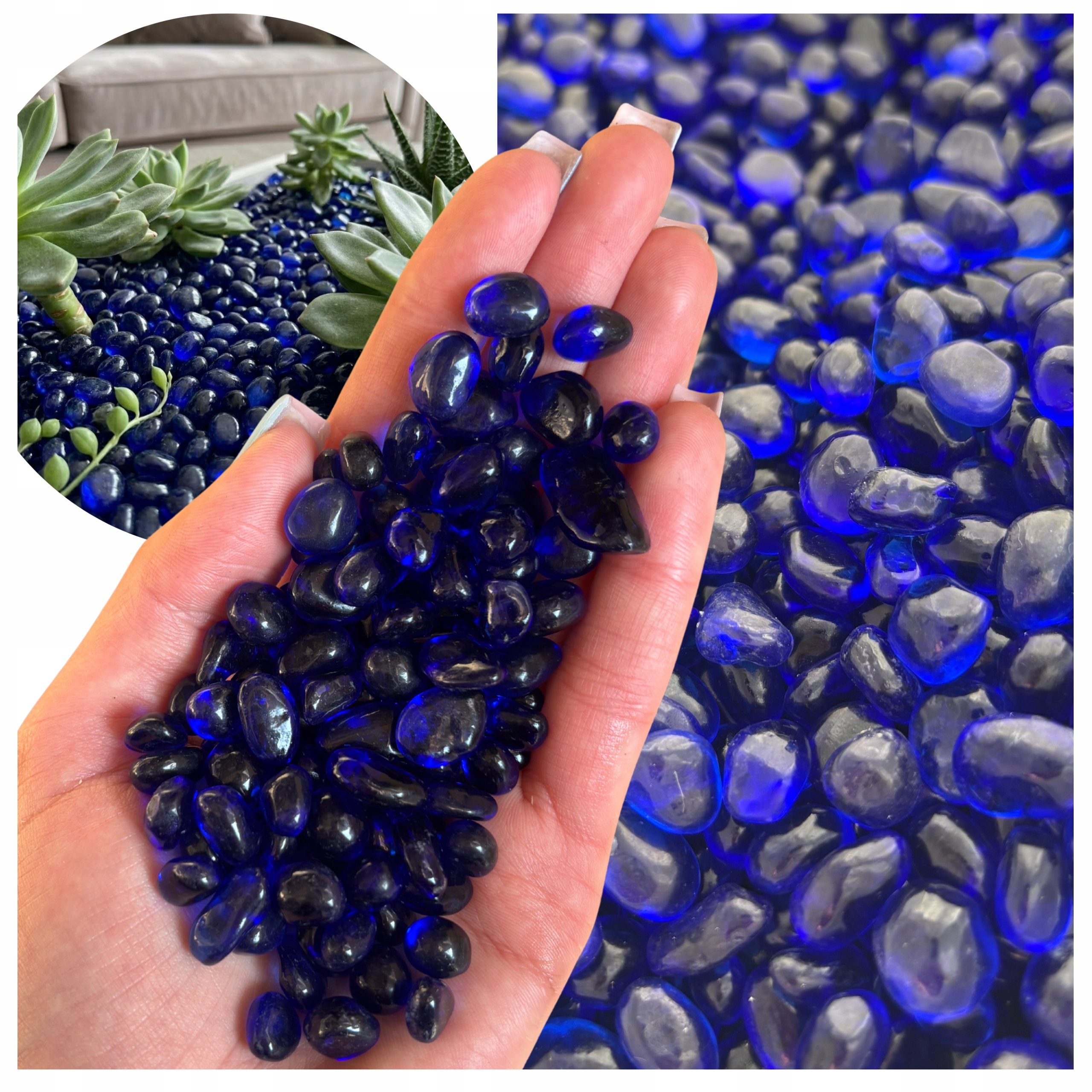 Dekorativní Kamínky Do Květináčů Tmavě Modré Sapphire Drops 6-9 MM 5 Kg