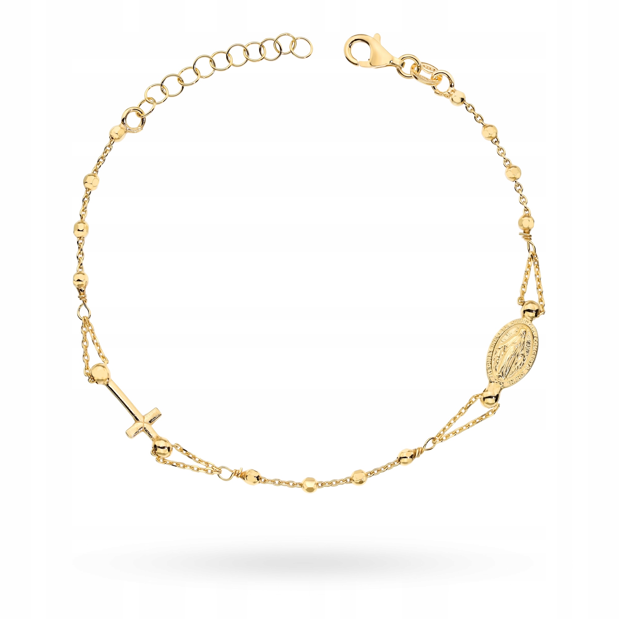 Stříbrný Náramek Růženec 925 Korálky Křížek