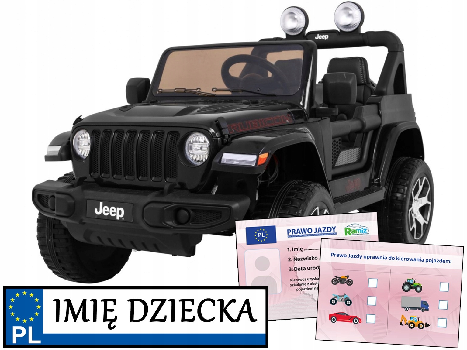 autko akumulatorowe Jeep Wrangler Rubicon pilot koła Eva napęd 4x4