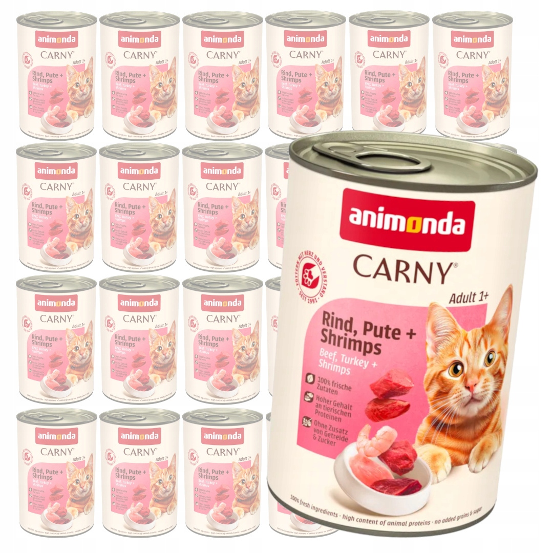Animonda Carny Adult 24x400g Mokré Krmivo Pro Kočky Hovězí maso Krůta krevety