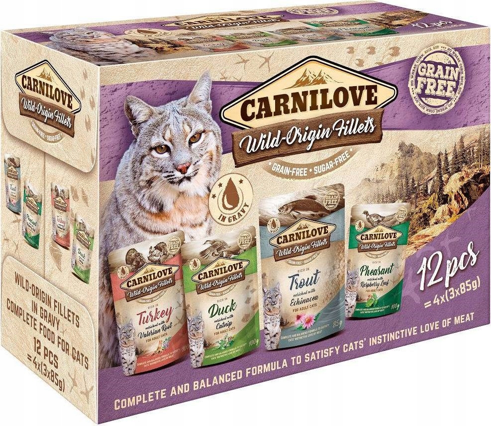 Levně Carnilove Cat Wild Origin Fillets mokré krmivo pro kočky 12x85 g