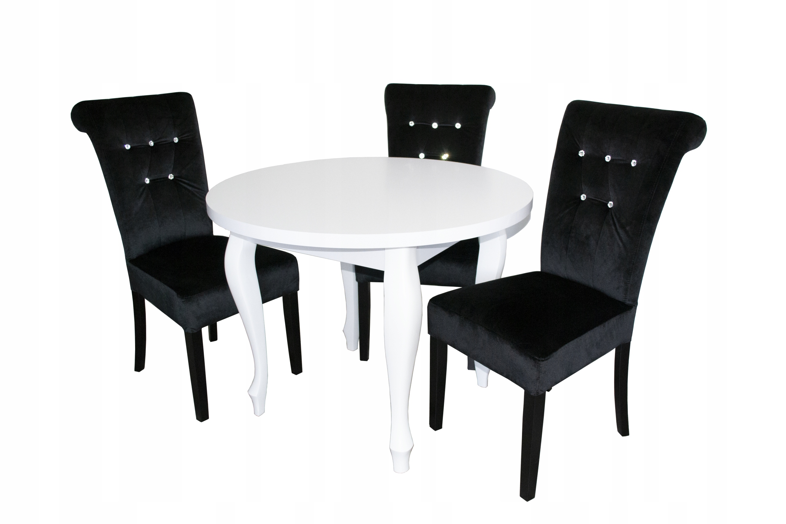 Stół okrągły biały połysk na czterech nogach