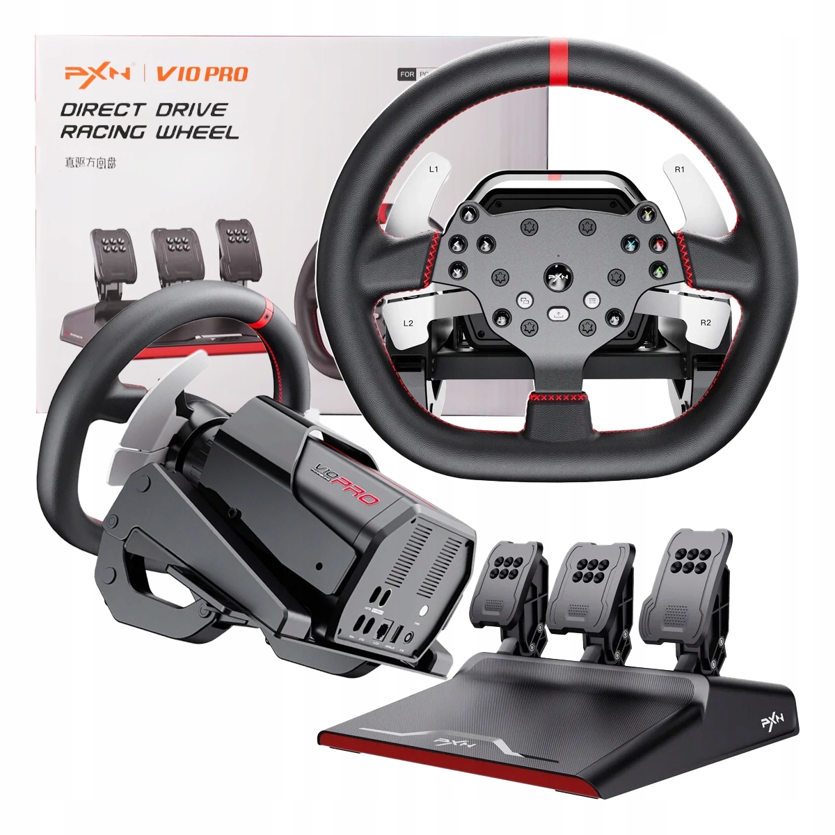 Pxn V10 Pro Direct Drive Zestaw Simracing Kierownica Pedały (PC/PS4/Xbox)