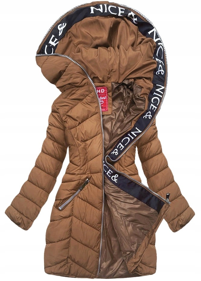 Pikovaná Bunda Kapuce 2M-001 Hnědá S (36)