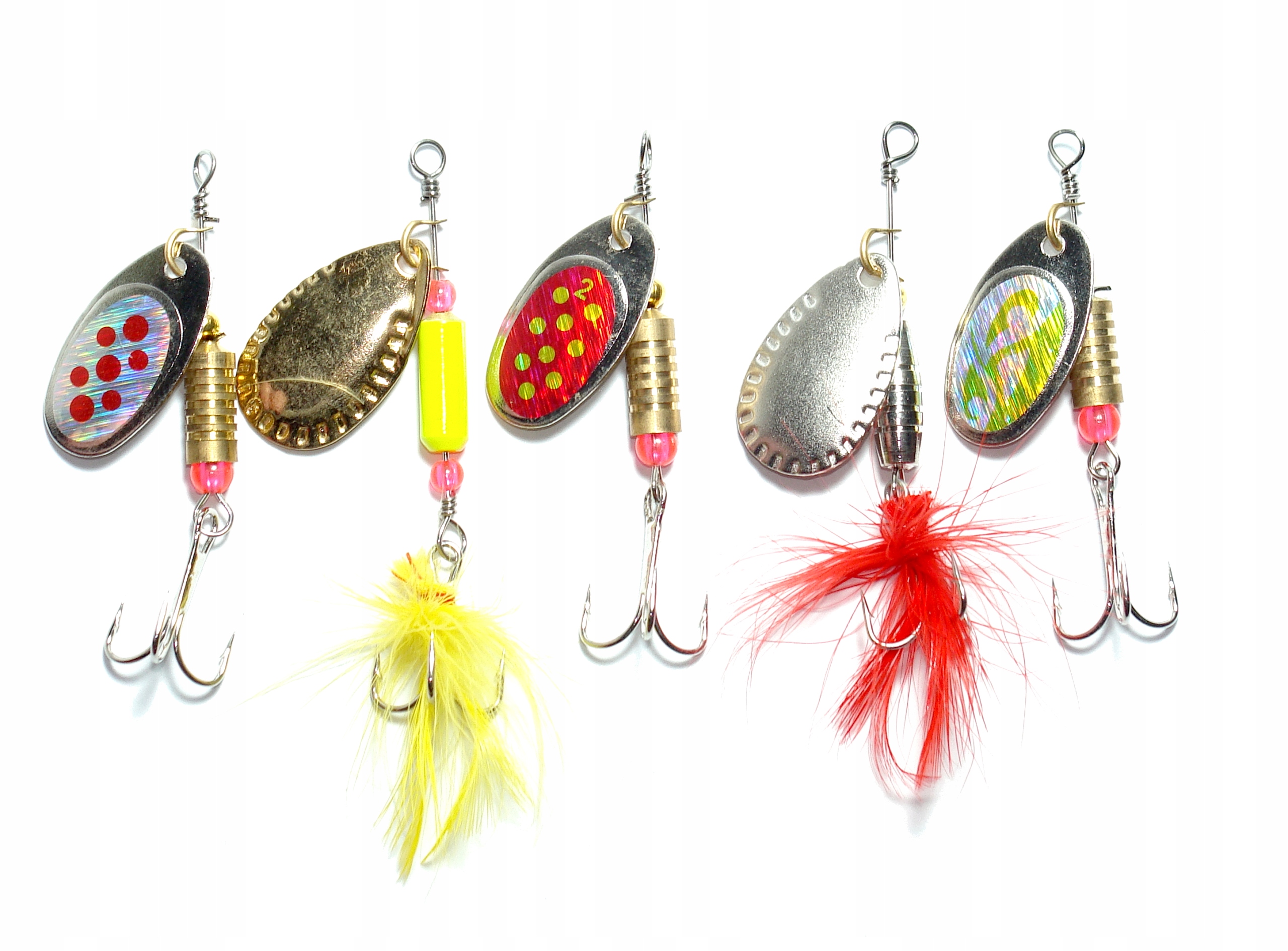 Obrotówka 4 g błystka obrotowa blacha wirowa zestaw 5 sztuk + pudełko