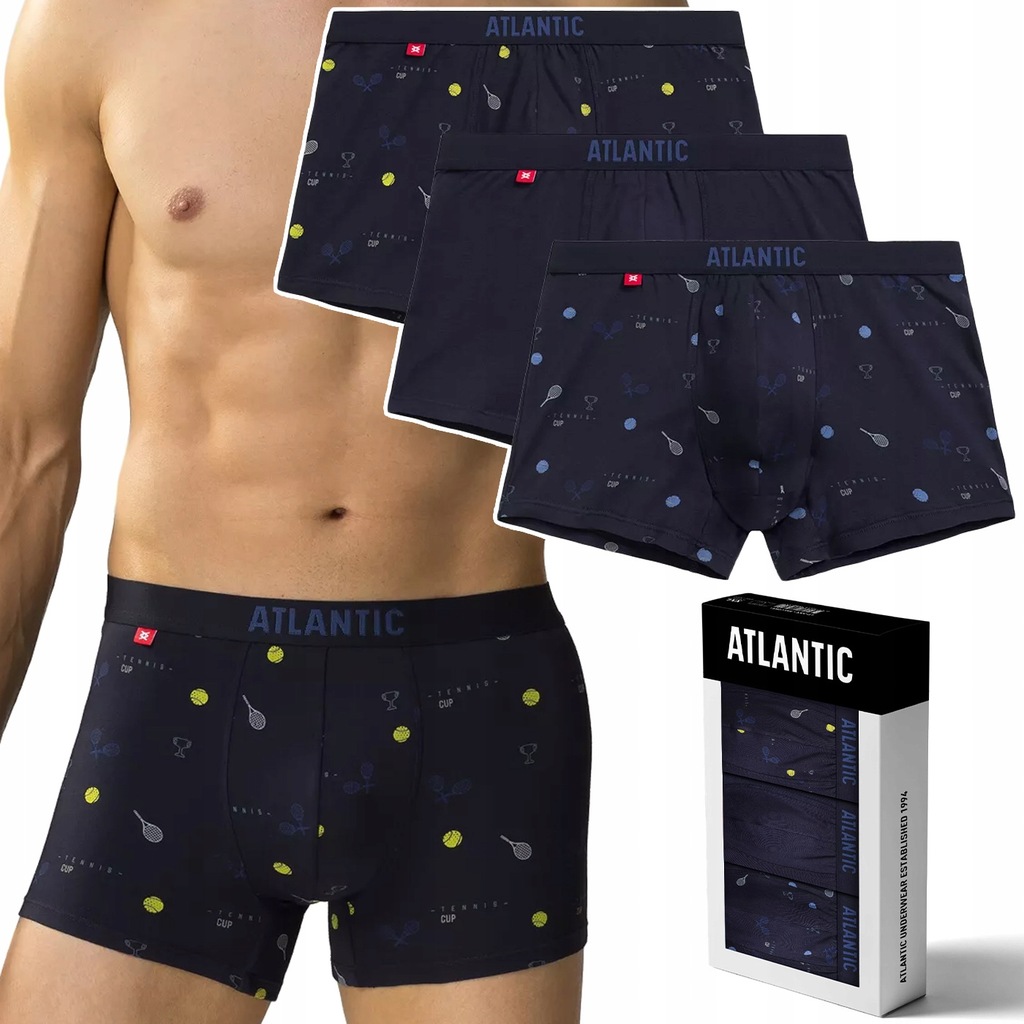 Pánské boxerky Bavlněné 3 Páry přiléhavé Atlantic 3MH-050 L