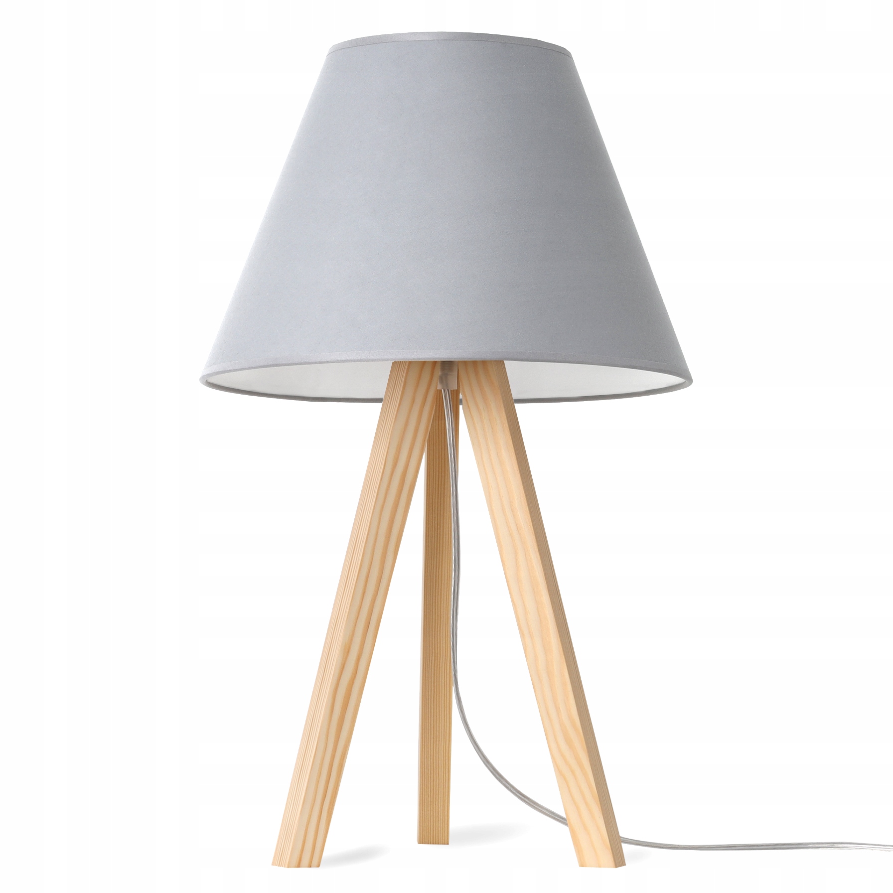Noční Lampa Stolní Lampa Trojnožka Dřevěná S Stínítkem Šedá Do Ložnice