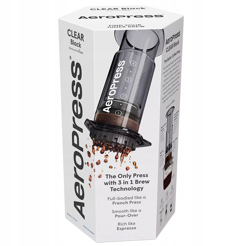 AEROPRESS CLEAR BLACK ZAPARZACZ i FILTRY - kolor czarny ORYGINAŁ Marka AeroPress