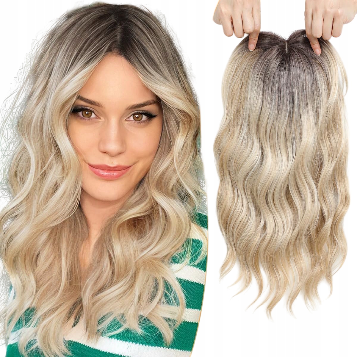 Paruka Návlek na syntetické vlnité vlasy 16" sombre blond