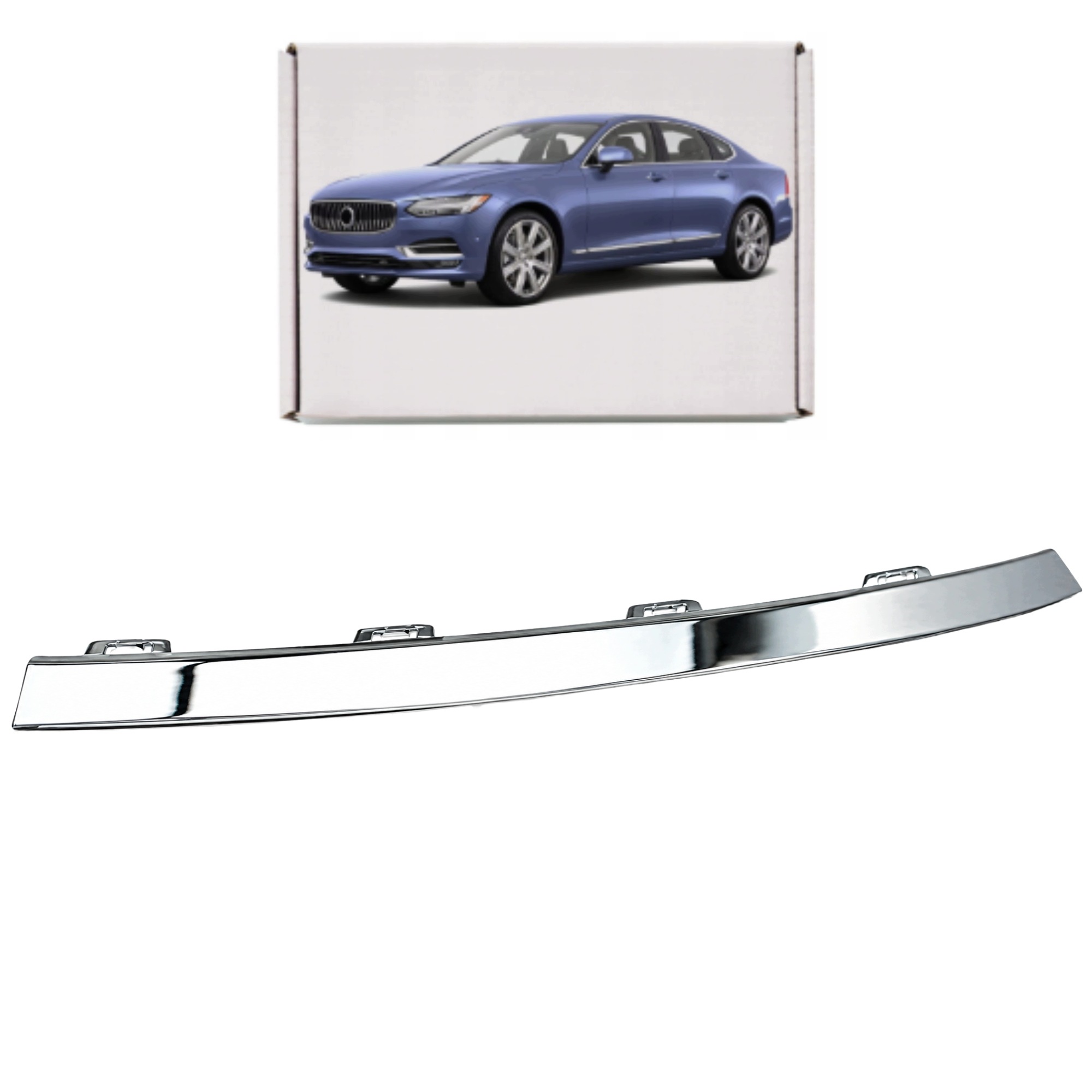 Volvo V90 S90 II Lift LCI 2020- Lišta Nárazníku Levá Chromovaná Náhrada