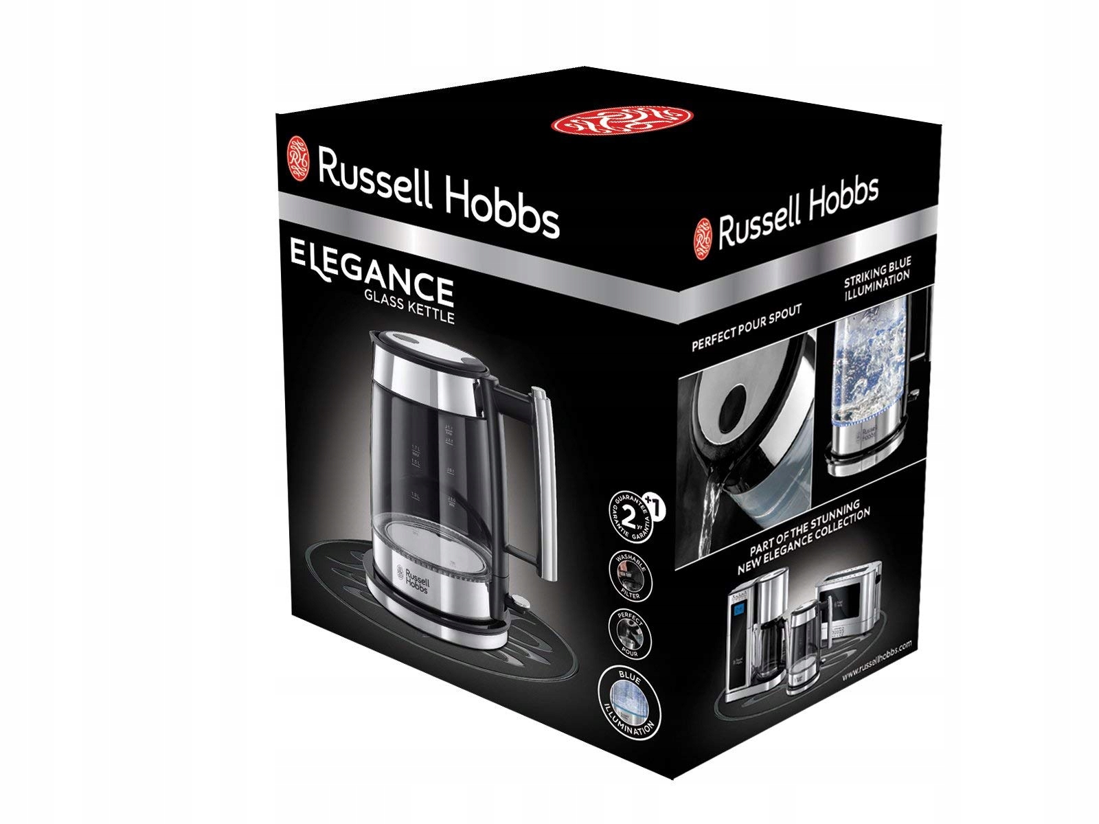 RUSSELL HOBBS Czajnik Szklany 1,7L 2200W LED Filtr Stalowy Wskaźnik Wody — miniatura 2