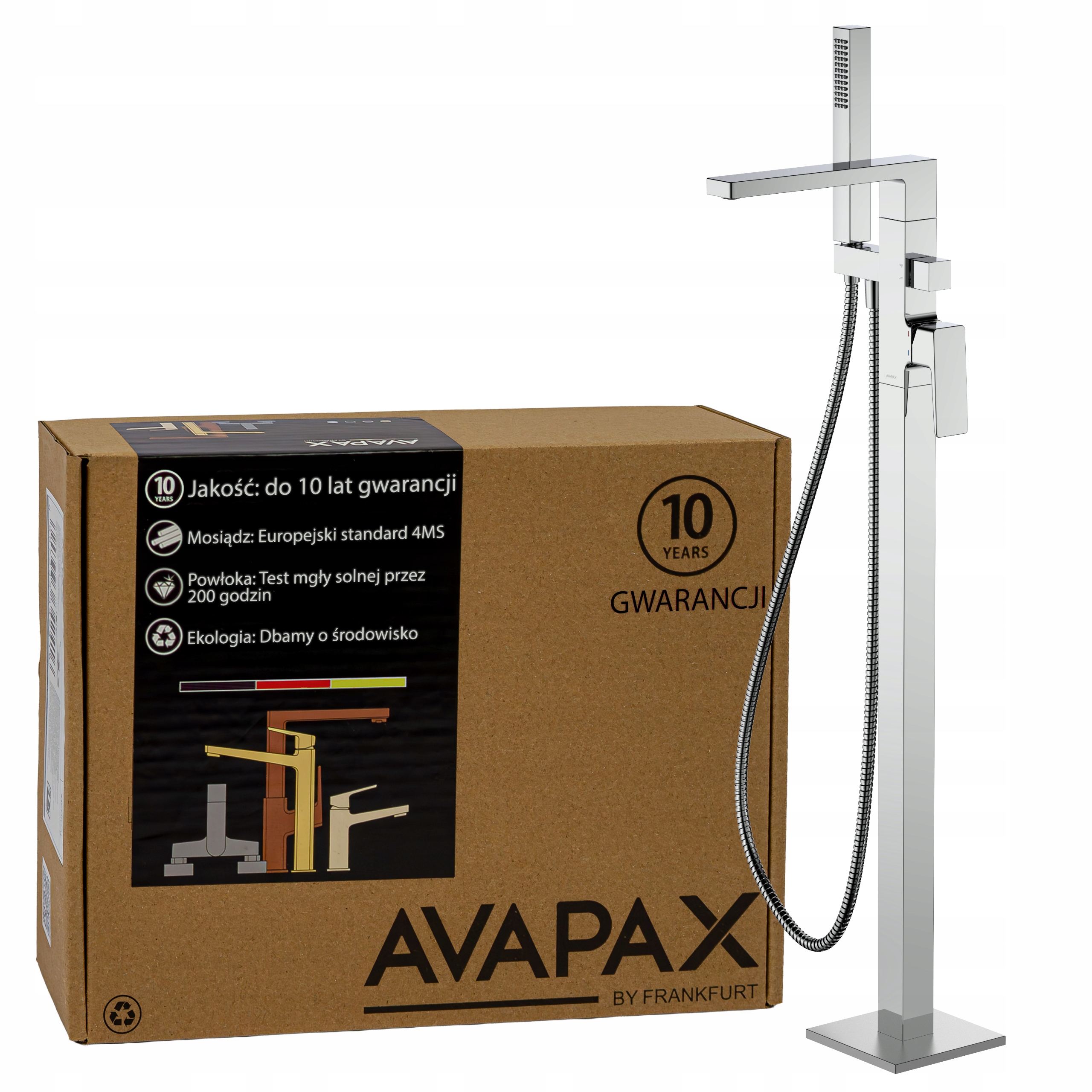 Volně stojící podlahová vanová baterie Sada s chromovou sprchou Avapax