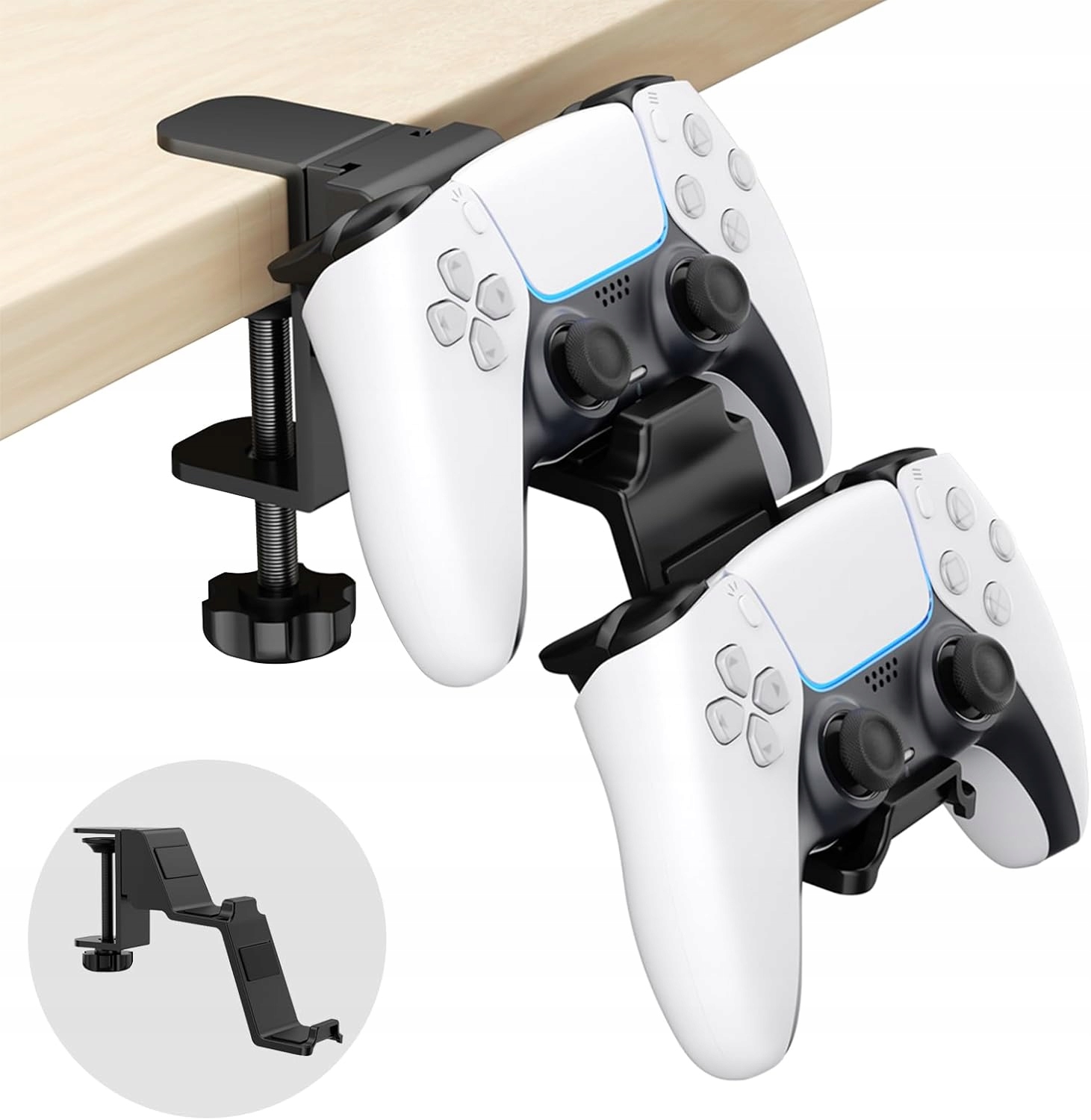 UCHWYT STOJAK POD BIURKO NA KONTROLERY I SŁUCHAWKI GAMINGOWE PS5 PS4 XBOX