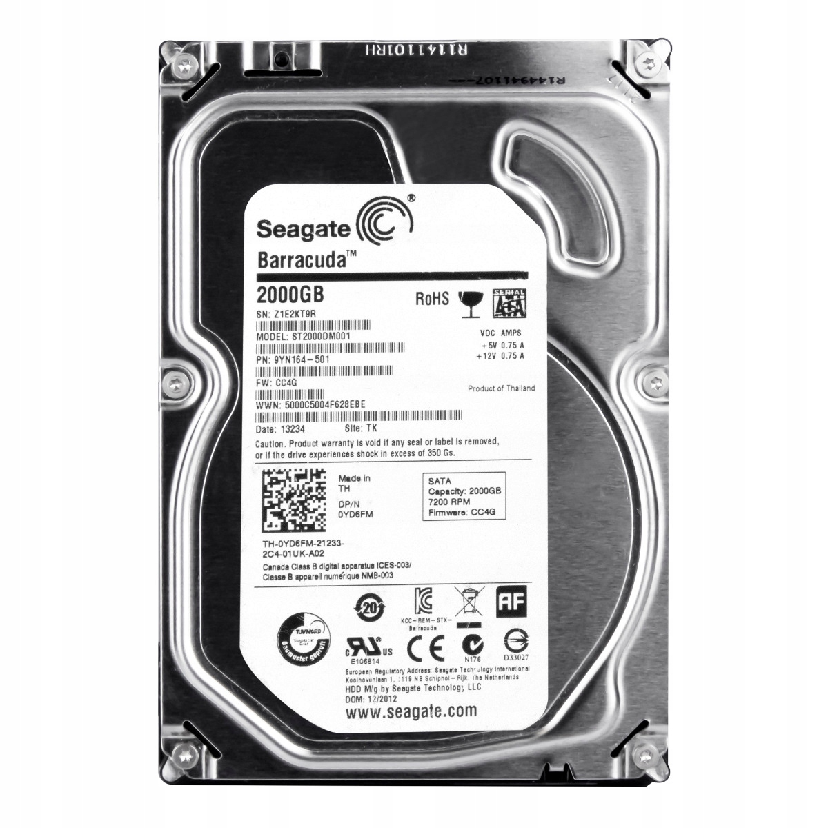 Dell 0YD6FM 2TB 7.2K 64MB Sata III 3.5" ST2000DM001