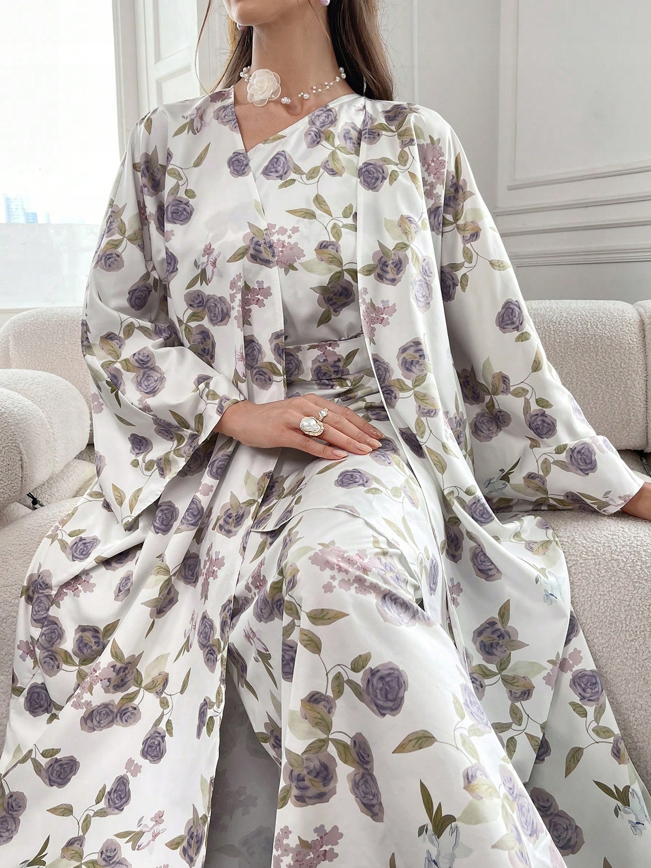 Dámský Dvoudílný Komplet S Rostlinným Motivem Casual Shein XL 42