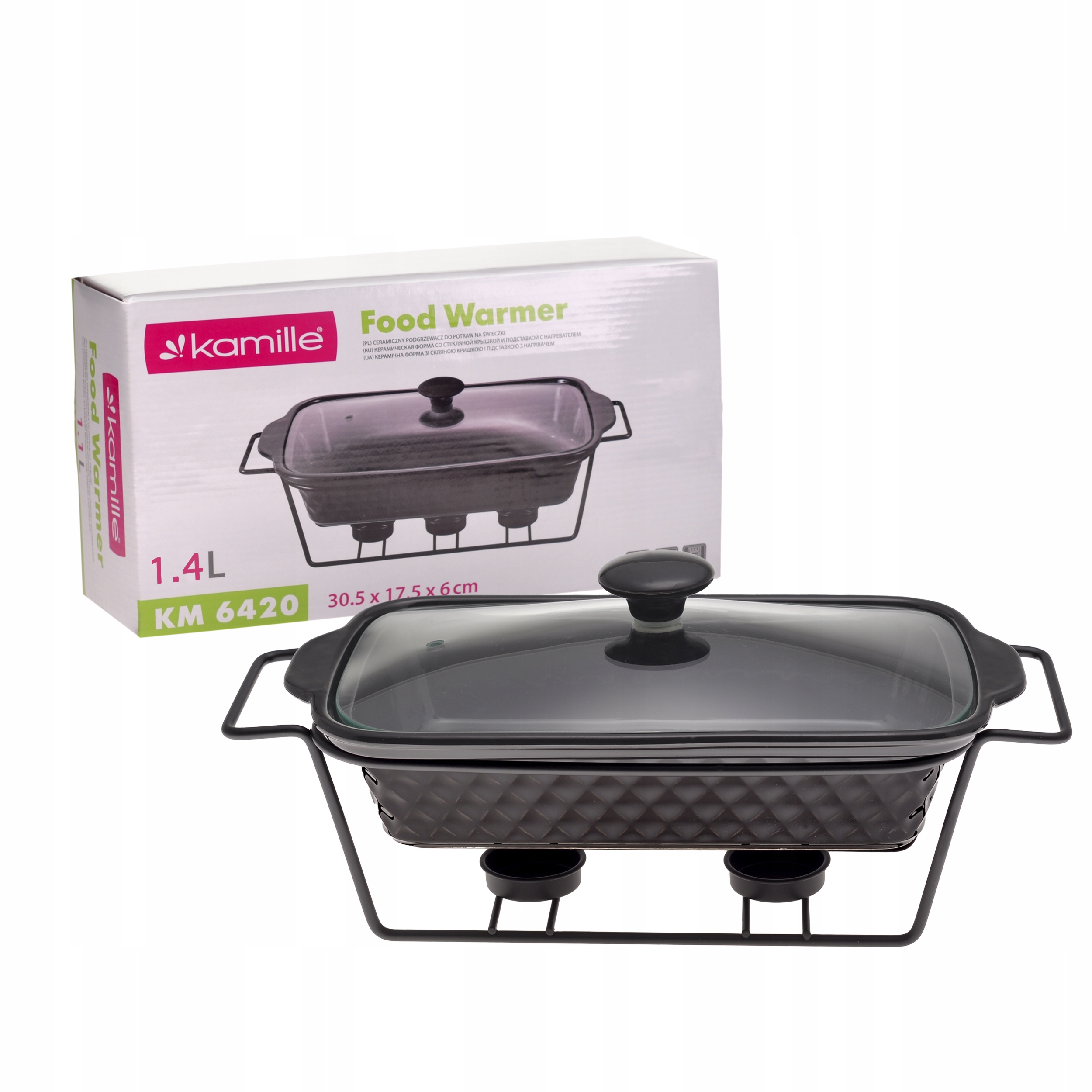 NACZYNIE CERAMICZNE ŻAROODPORNE Z PODGRZEWACZEM KAMILLE