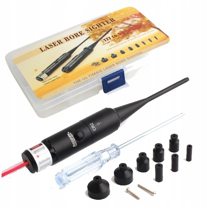 Laser pro kalibraci optiky zbraní, puškohled, kalibrátor, červené laserové ukazovátko