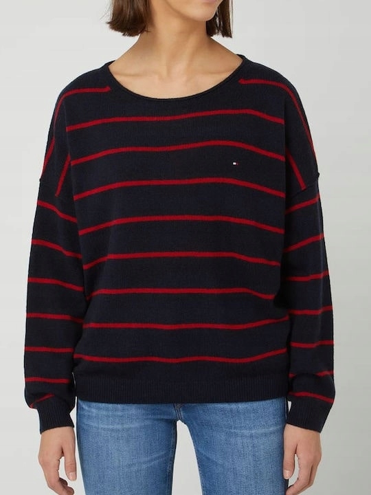 Tommy Hilfiger Ciemnogranatowy Sweter Paski (M)