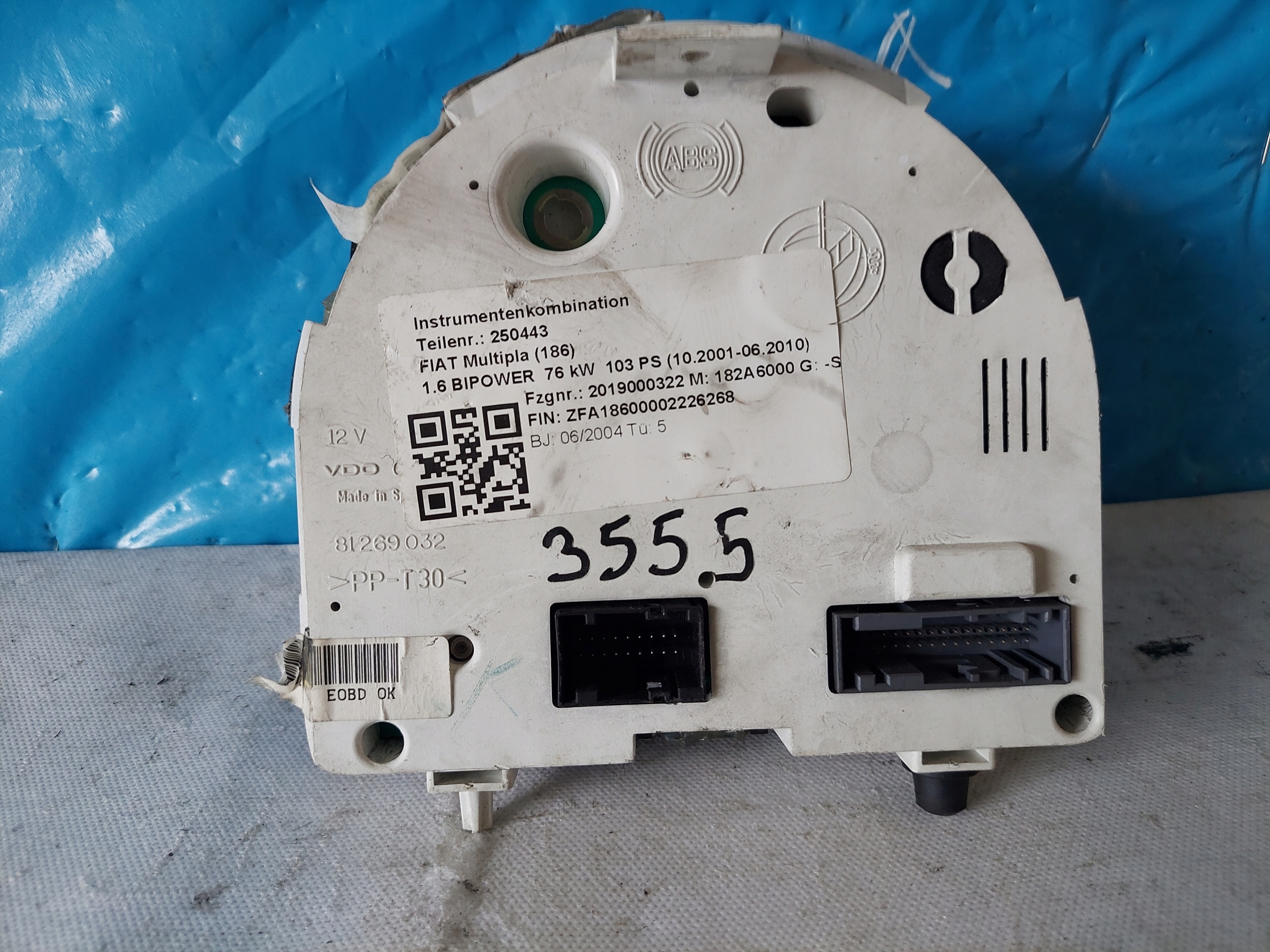 dials clock FIAT MULTILPA 1.6 B 51734587
