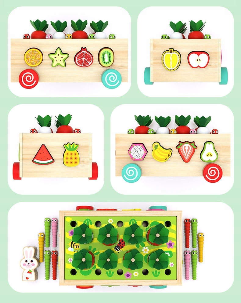 GRA LOGICZNA ZRĘCZNOŚCIOWA SORTER DREWNIANY MARCHEWKI I ROBACZKI Certyfikaty, opinie, atesty CE EN 71