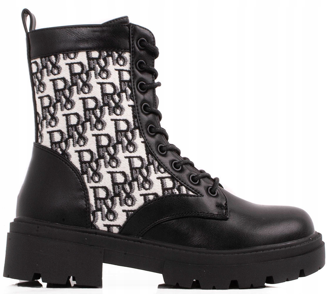 

6210 Czarne Ocieplane Botki Glany Trapery 37