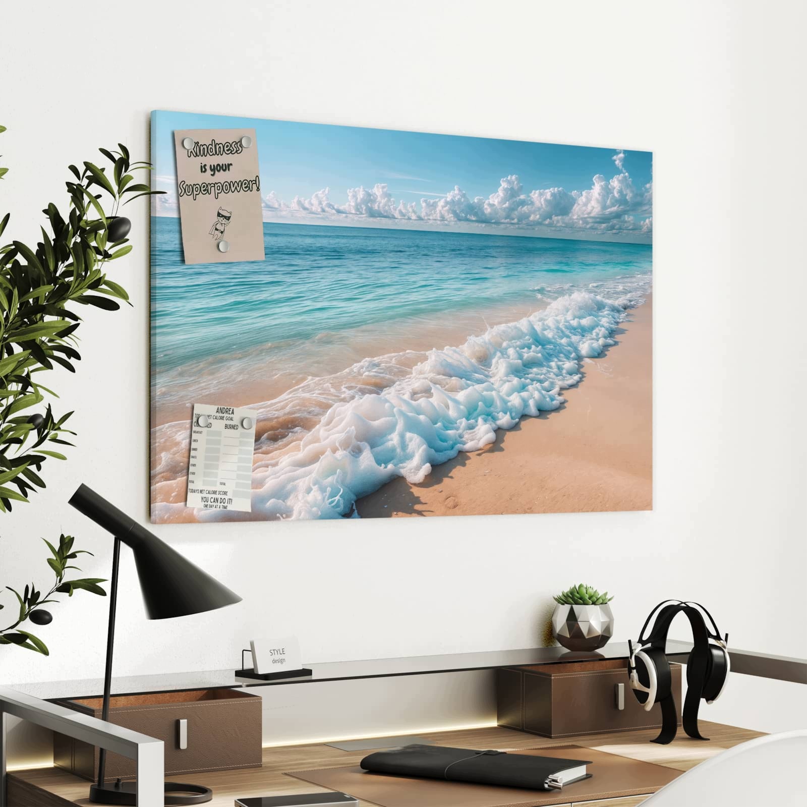 Magnetická tabule Pláž Surfování Vlny 90 × 60 cm
