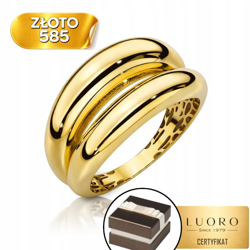 Prstýnek 585 14K Dvojitá Prolamovaná Lišta Elegantní R20