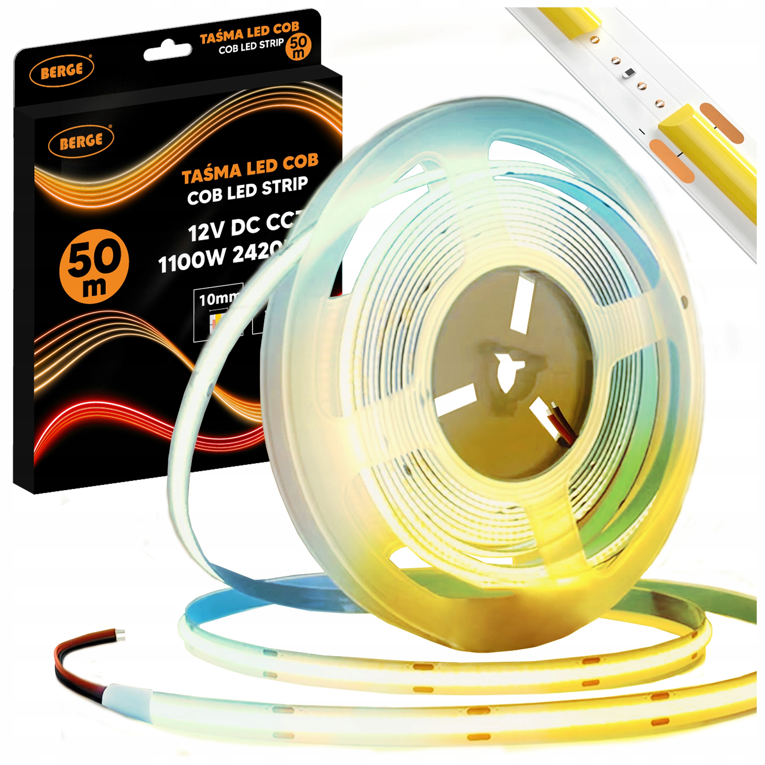 Led pásik Cob Neon 24V 50m Veľká rolka Cct 608D Teplá neutrálna studená 22W/m