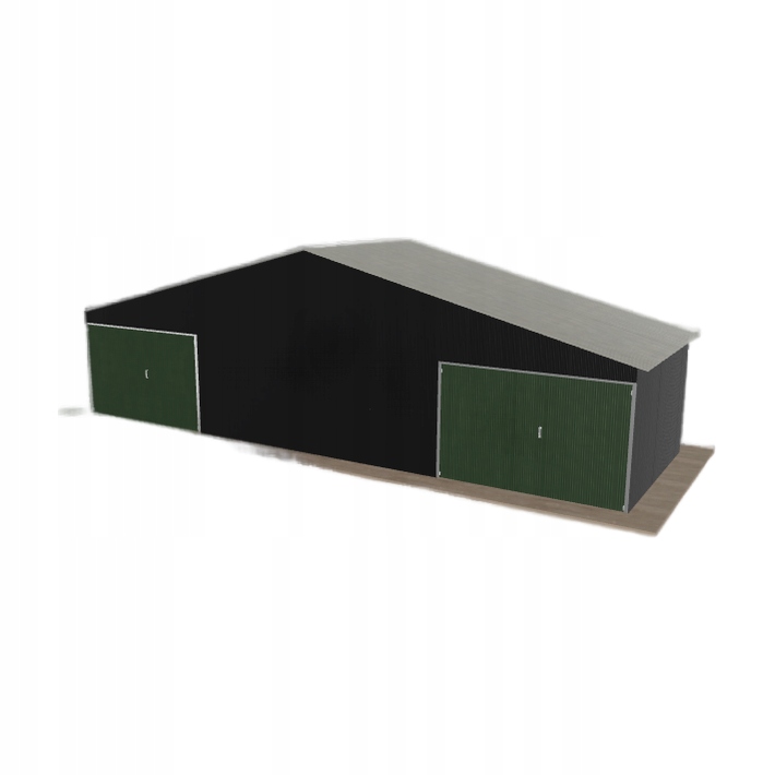 Plechová garáž 11x3.5 m dvoupolohová, dvoupolohová, černá