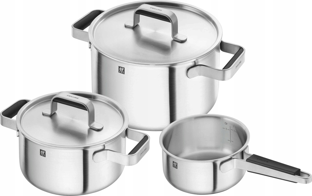 Zwilling Pure Zestaw 3 garnków Stay-Cool Silicone srebrne