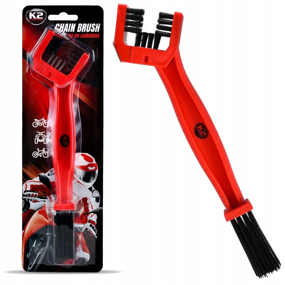 K2 SZCZOTKA Do Czyszczenia ŁAŃCUCHA Motoru Motocyklowego Roweru Rowerowego