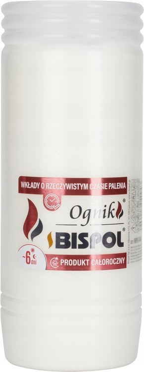 Wkład parafinowy do zniczy Bispol WP6 18cm, 6 dni palenia