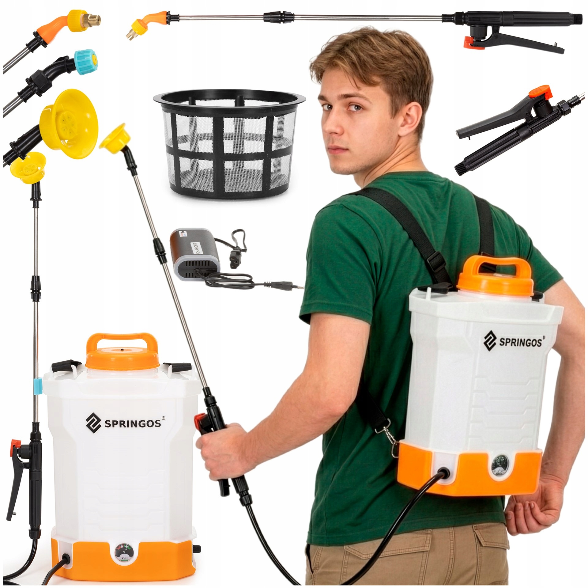 Batohový Postřikovač 21V Elektrický 9 L Zahradní Tlakový 3 Trysky Silný