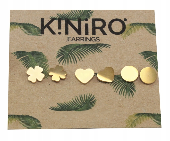 

Kolczyki Złote Stal Chirurgiczna 3 Pary 3 Wzory