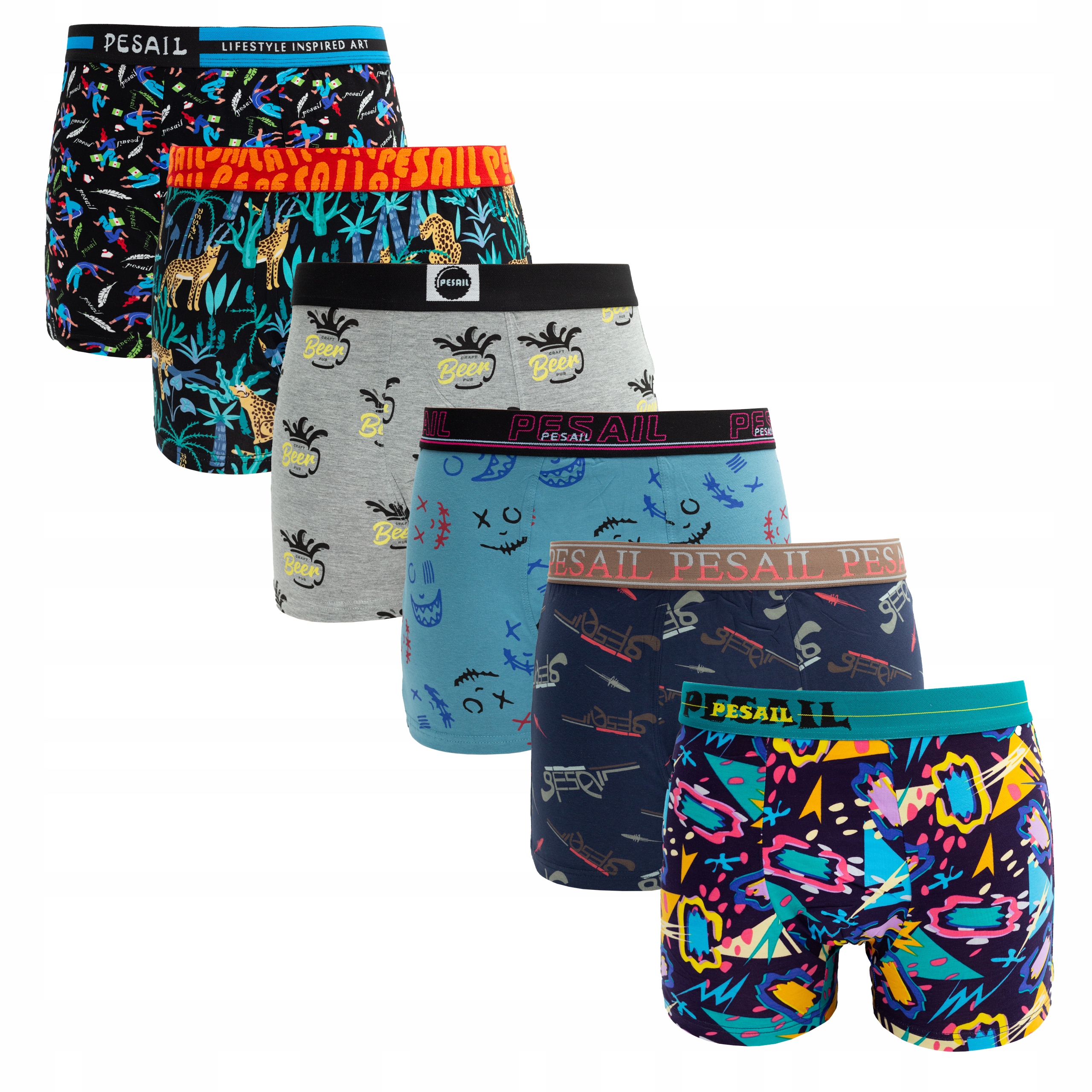 6 x Pánské boxerky bavlna Barevné Velikost 3XL