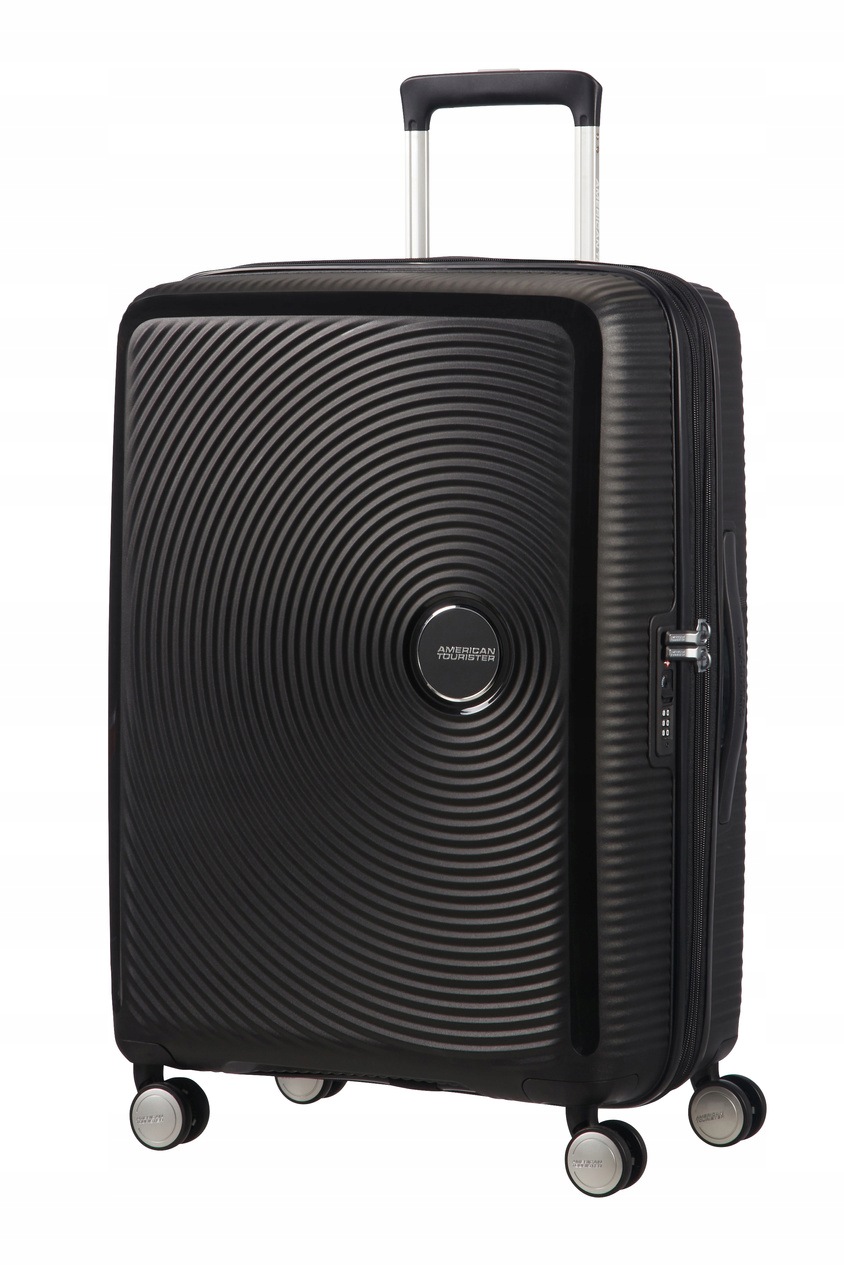 Walizka średnia American Tourister Soundbox 67 cm czarna Tsa poszerzana