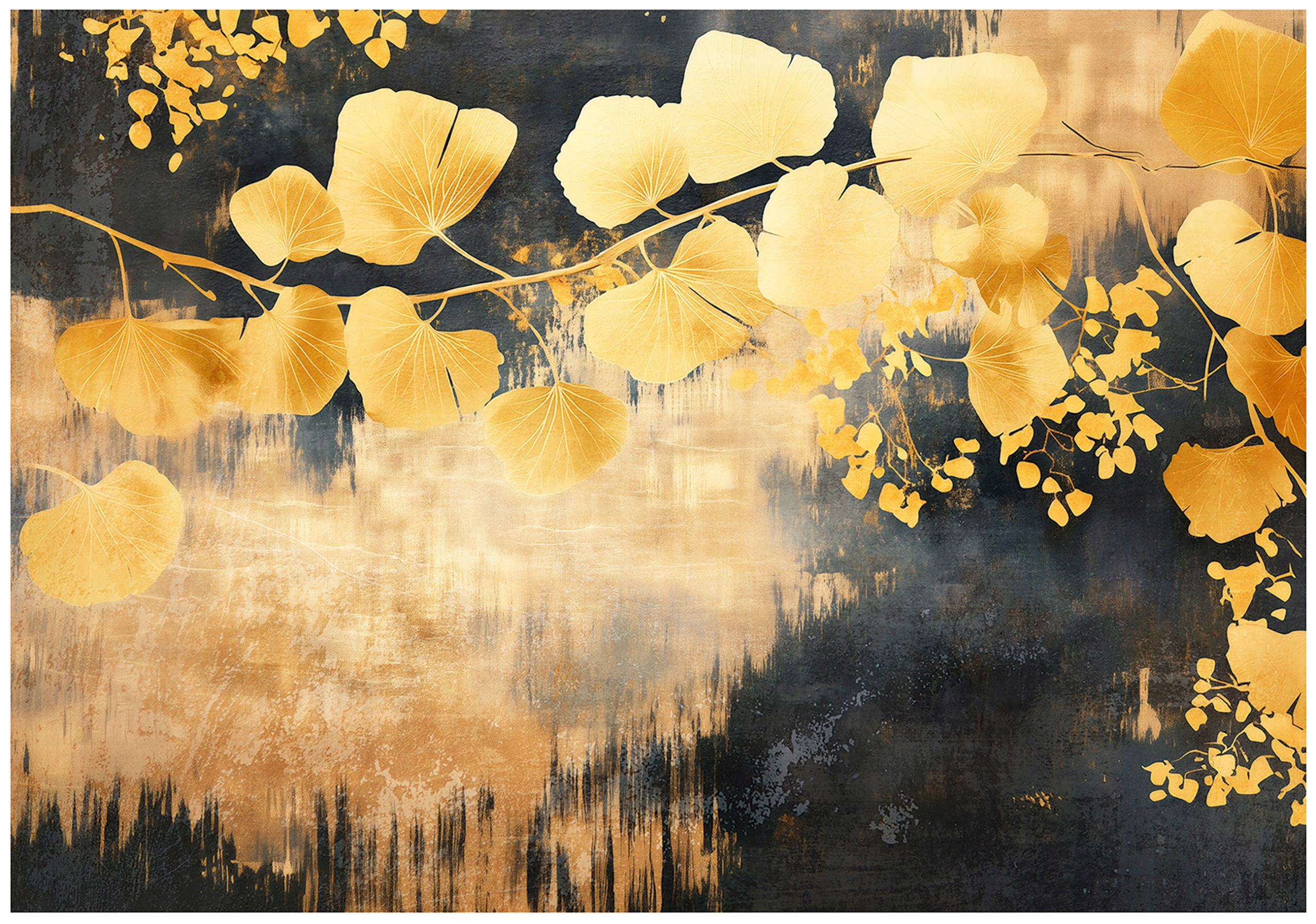 Tapeta Zlaté Listy Abstrakcia Betónová Tapeta Do Obývačky Spálne 368x254