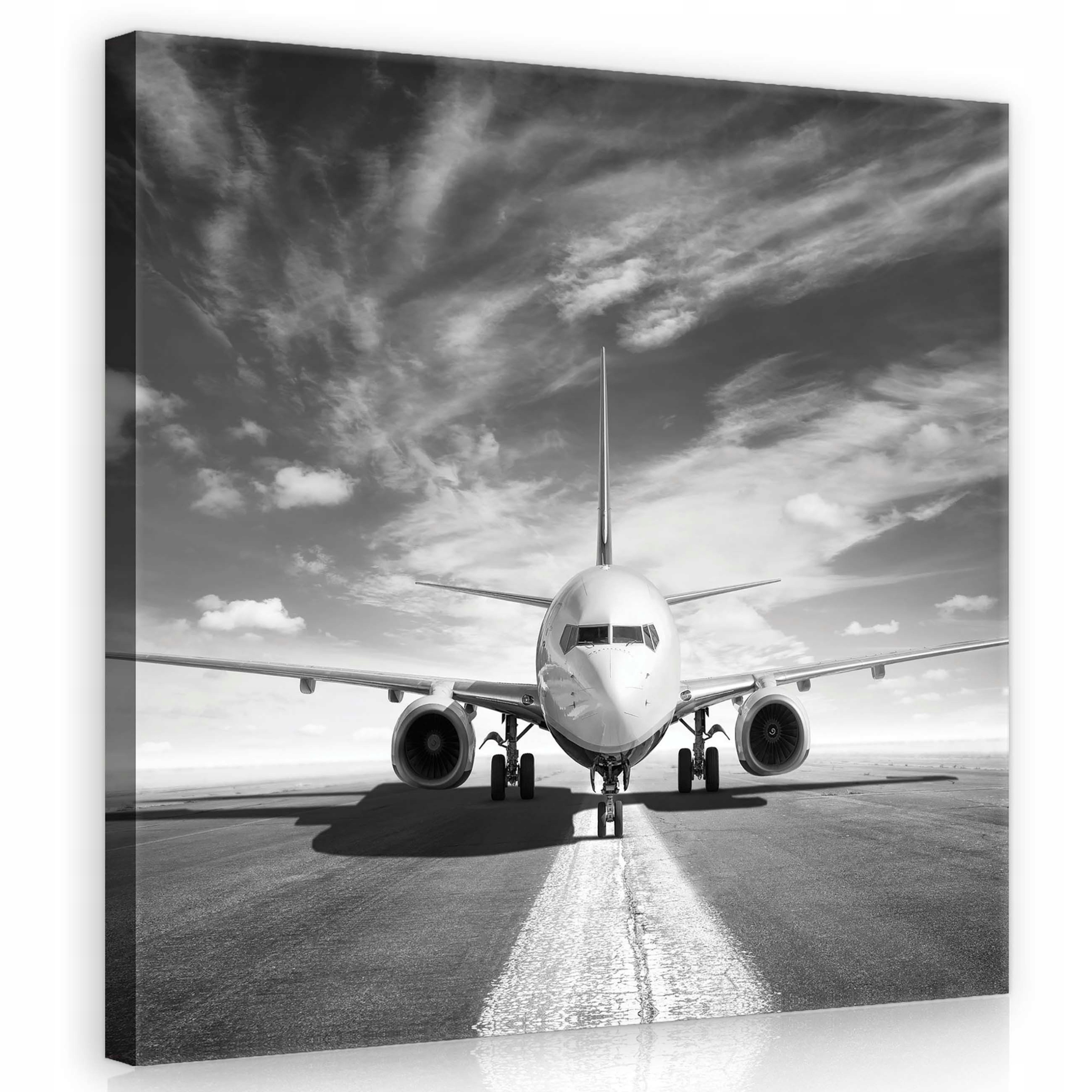 Obraz 80x80 Letadlo letiště přistávací dráha nebe mraky cestování letectví