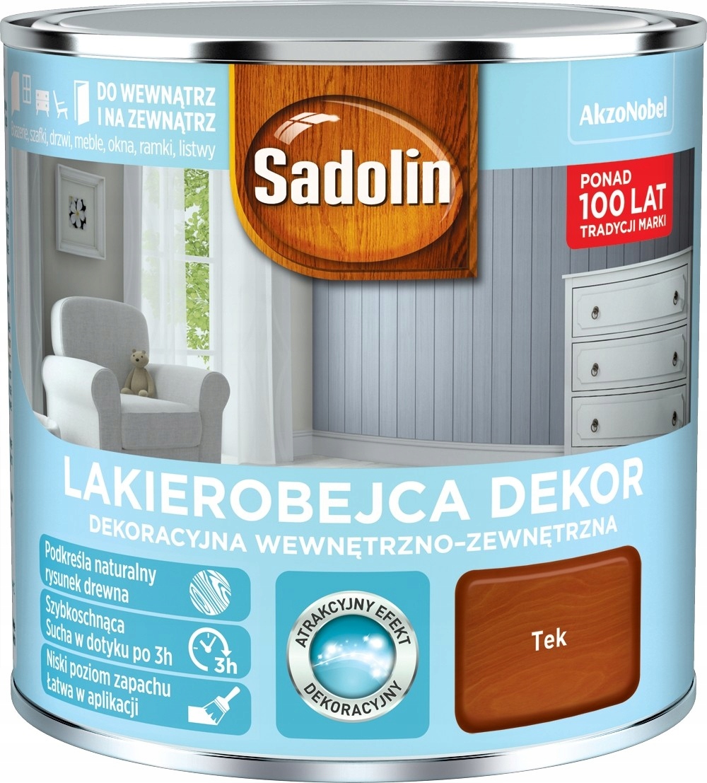 

Sadolin Lakierobejca Dekor Tek 1L Wawa, Do Wnętrz